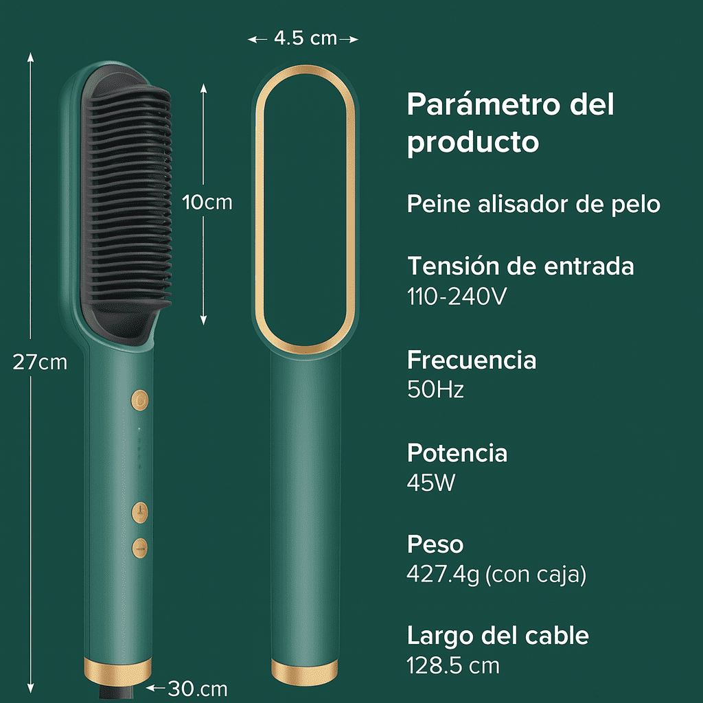 PEINE ALISADOR PRO CABELLO LISO Y BRILLANTE EN MINUTOS