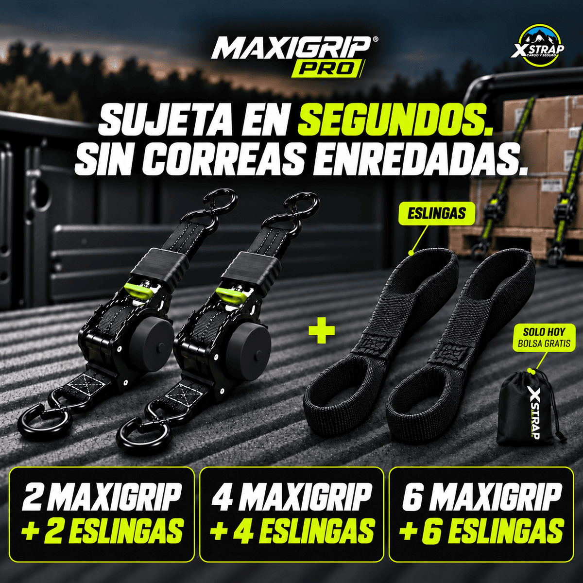 COMBO DE 2 UNID MAXIGRIP PRO + ESLINGAS - Trinquete Retráctil de Alta Resistencia 🇺🇸🔥