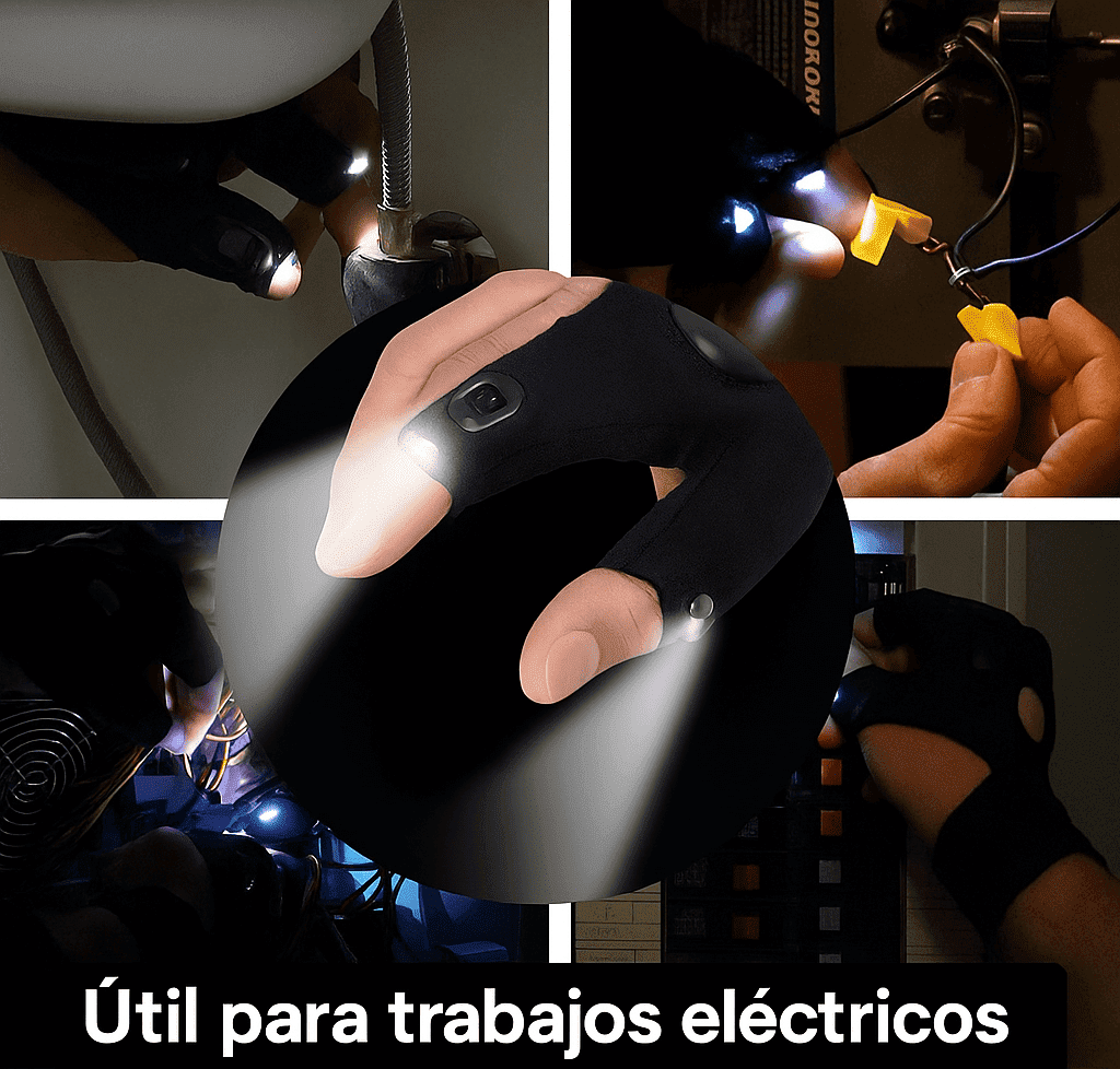 GUANTES MANOS LIBRES CON LUZ LED E IMPERMEABLES - POWER TOUCH
