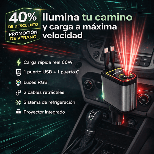 CARGADOR RETRÁCTIL CON PROYECTOR ☄️