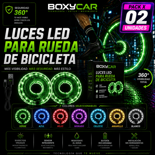 BOXYRING LED - AROS LED PARA RUEDA DE BICICLETA - PACK DE 2 UNIDADES