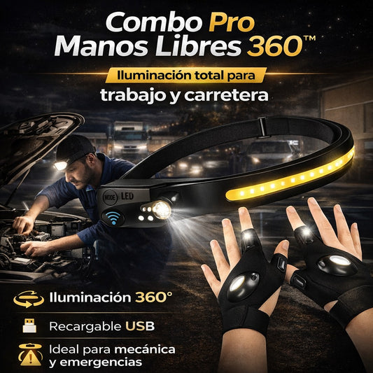 KIT MANOS LIBRES - GUANTES RECARGABLES + VISOR LED 🔦🎇